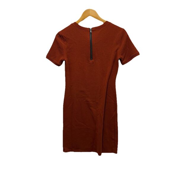 Forever 21 Medium Dress Pencil Dress Orange White Stripes Short Sleeve Bodycon - Picture 4 of 5